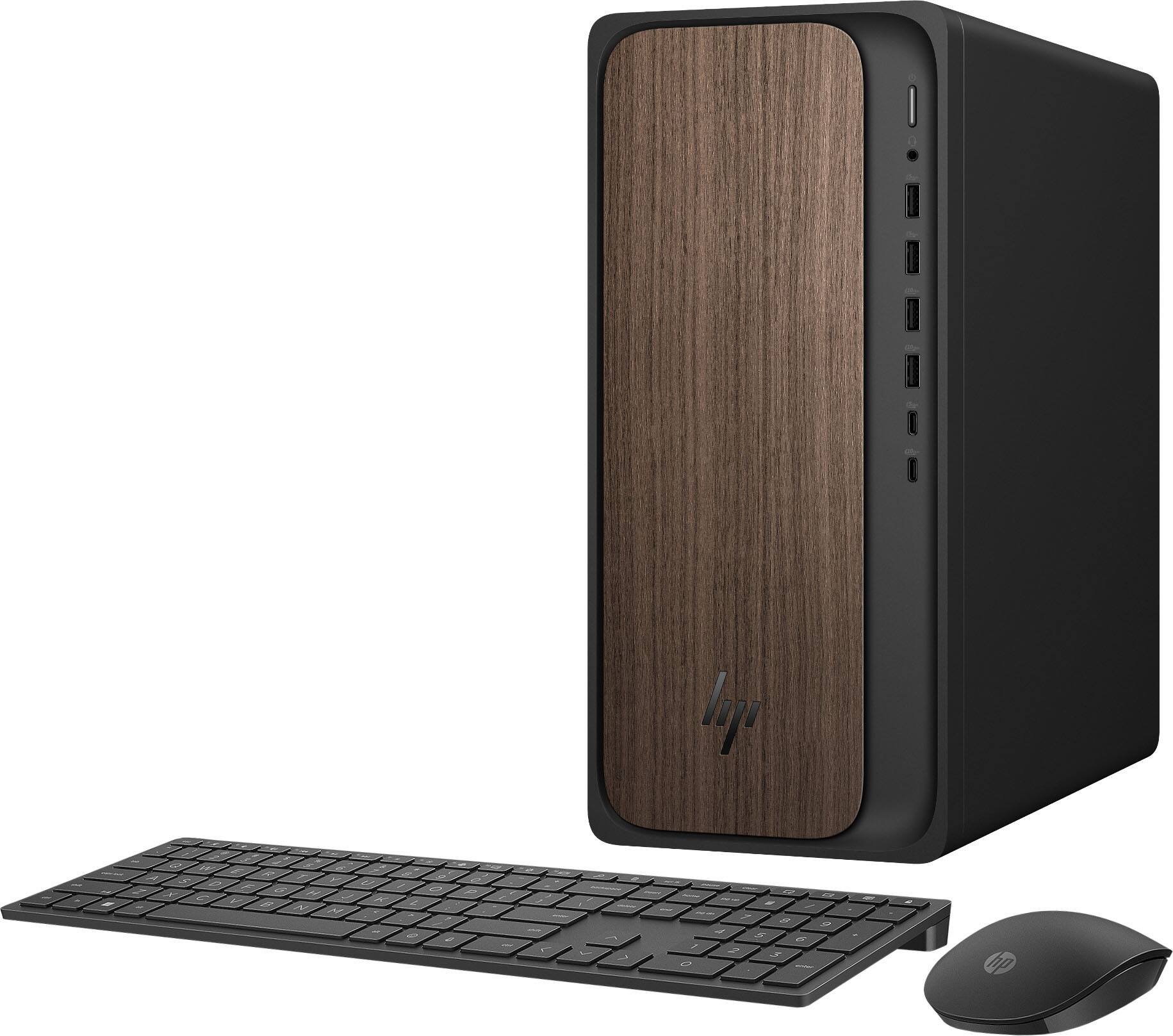 Alt View 5. HP - OmniDesk Desktop - Intel Core Ultra 7 265F 2025 - 32GB Memory - NVIDIA GeForce RTX 5060 - 1TB SSD - Dark Wood.