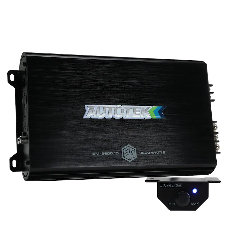 AutoTek Street Machine 3600W Monoblock Car Audio Amplifier, Bass Knob ...