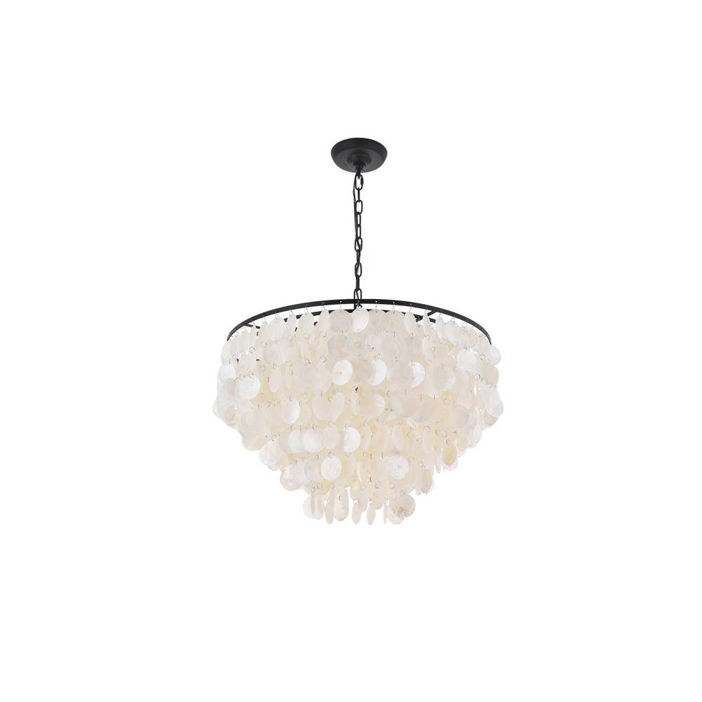 Alt View 3. Living District - Selene 6 light Black Pendant - Black And White.