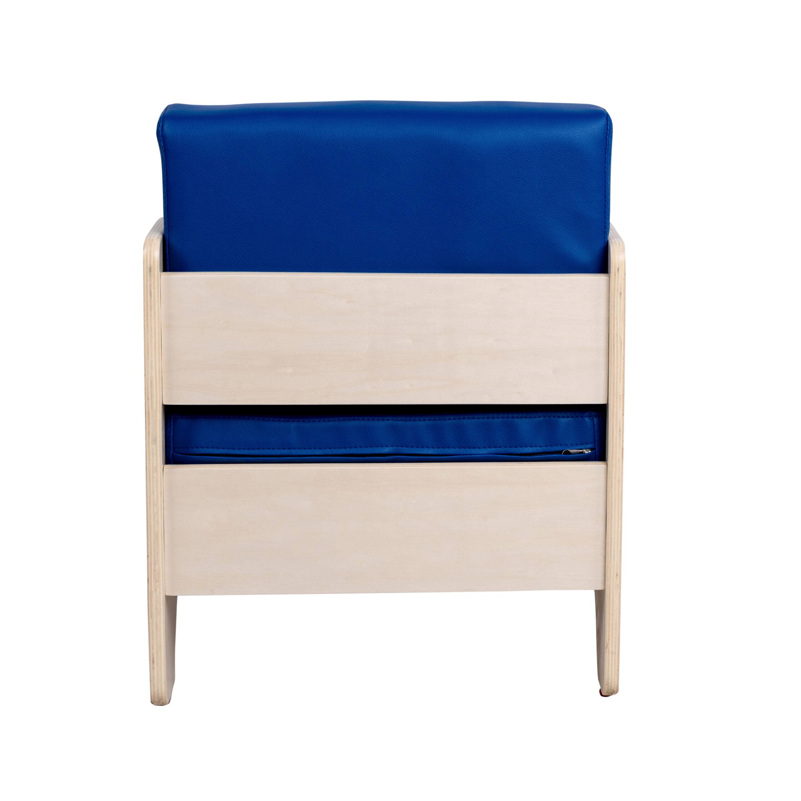 Back. Children's Factory - Everyday Lounge Chair - Blue Cushions - Assembled - Blue.