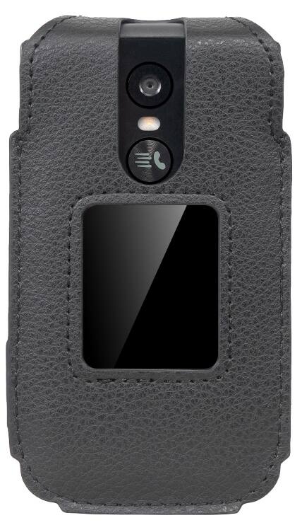 Alt View 9. Nakedcellphone - Case for TCL Flip 4 Phone - Vegan Leather with Belt Clip - Black.