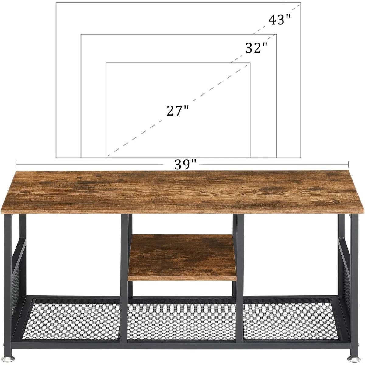 The dimensions of the table are:

- Length: 39"
- Width: 32"
- Depth: 27"
- Height: 43"