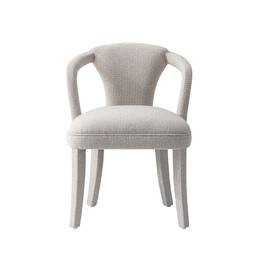 Manhattan Comfort - Palmer Mid-Century Modern Upholstered Tweed Dining Chair with Arms - Silver Lining