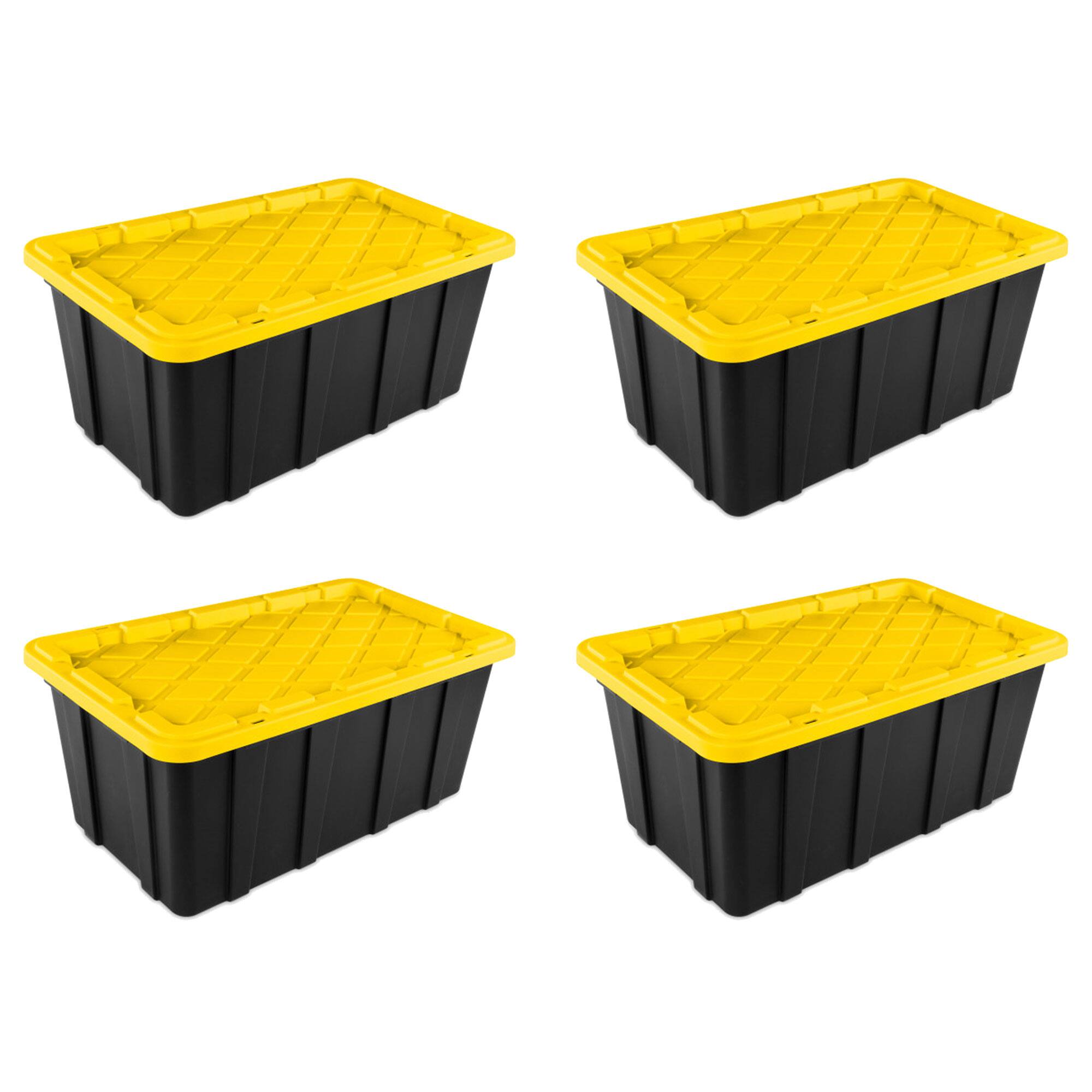 Alt View 1. Sterilite - Sterilite 38 Gallon Industrial Stackable Storage Tote Lidded Containers, 4 Pack - Black/yellow.