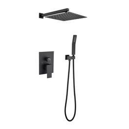 JUJABU - 12" Rain Shower Head Systems Wall Mounted Shower - Matte Black