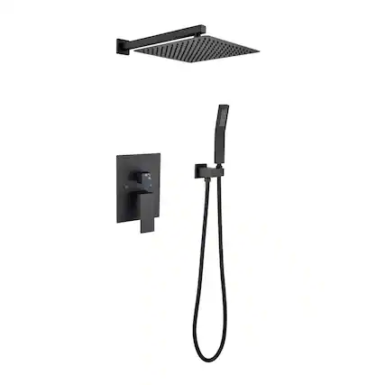 Front. JUJABU - 12" Rain Shower Head Systems Wall Mounted Shower Matte Black - Matte Black.