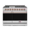 Front. Thor Kitchen - Gordon Ramsay Series by Thor Kitchen 6.8 Cu. Ft Freestanding Liquid Propane Gas Range with Rose Gold Hardware - Stainless Steel.