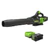 Front. Greenworks - 80-Volt 170 MPH 730 CFM Cordless Handheld Blower (1 x 2.5Ah Battery and 1 x Charger) - Green.