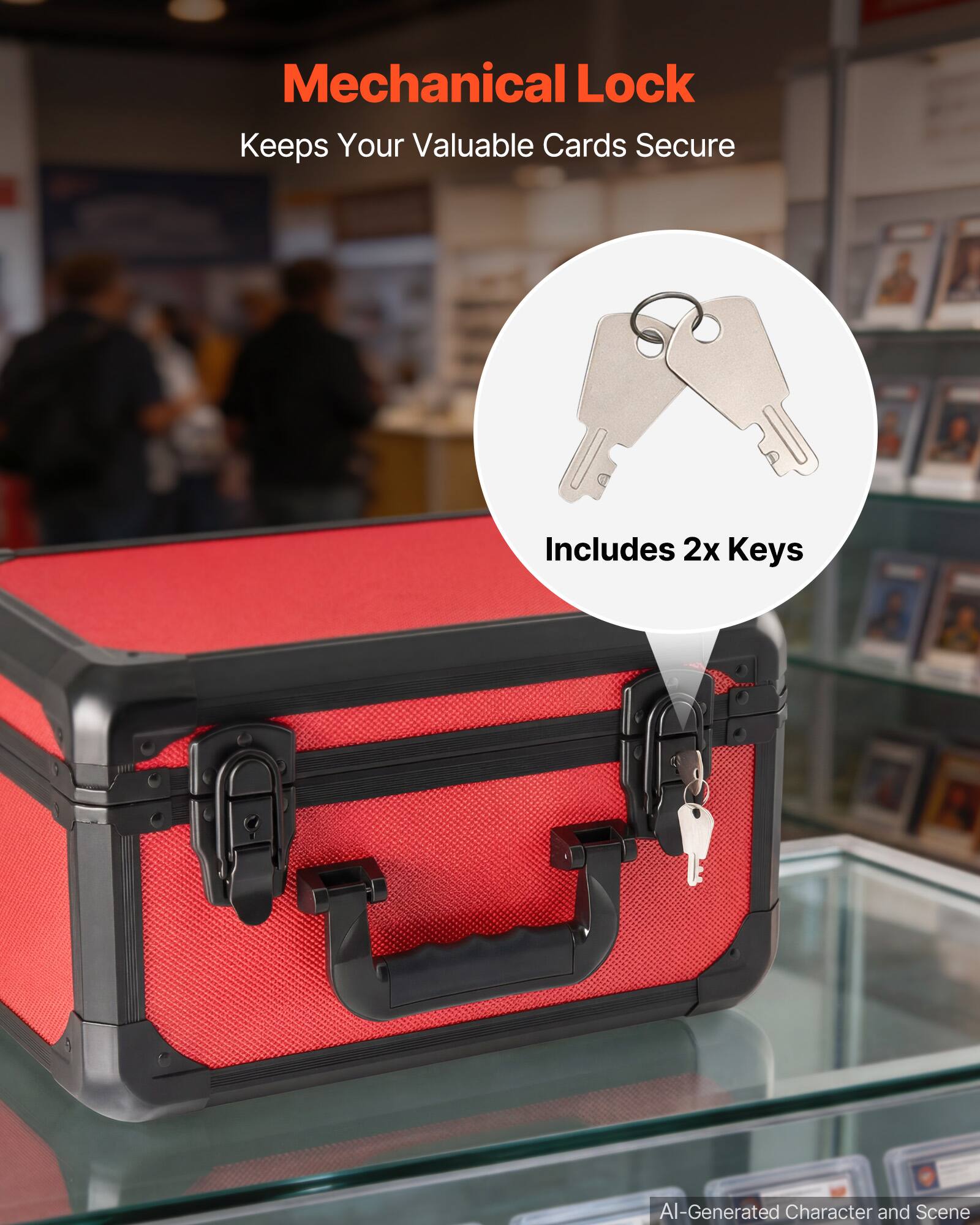 Mechanical Lock Keeps Your Valuable Cards Secure Includes 2x Keys AI-Generated Character and Scene