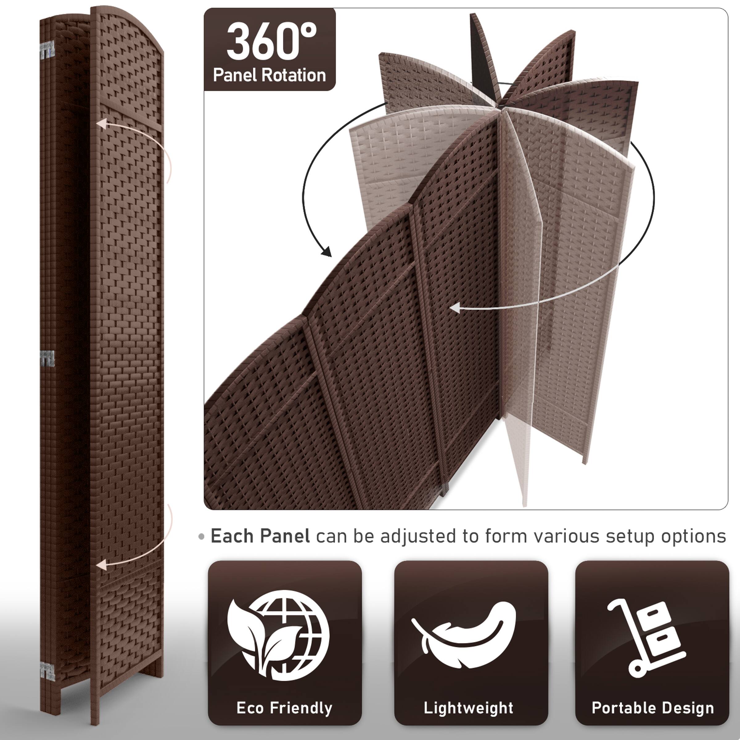 360° Panel Rotation  
Each Panel can be adjusted to form various setup options  

Eco Friendly  
Lightweight  
Portable Design