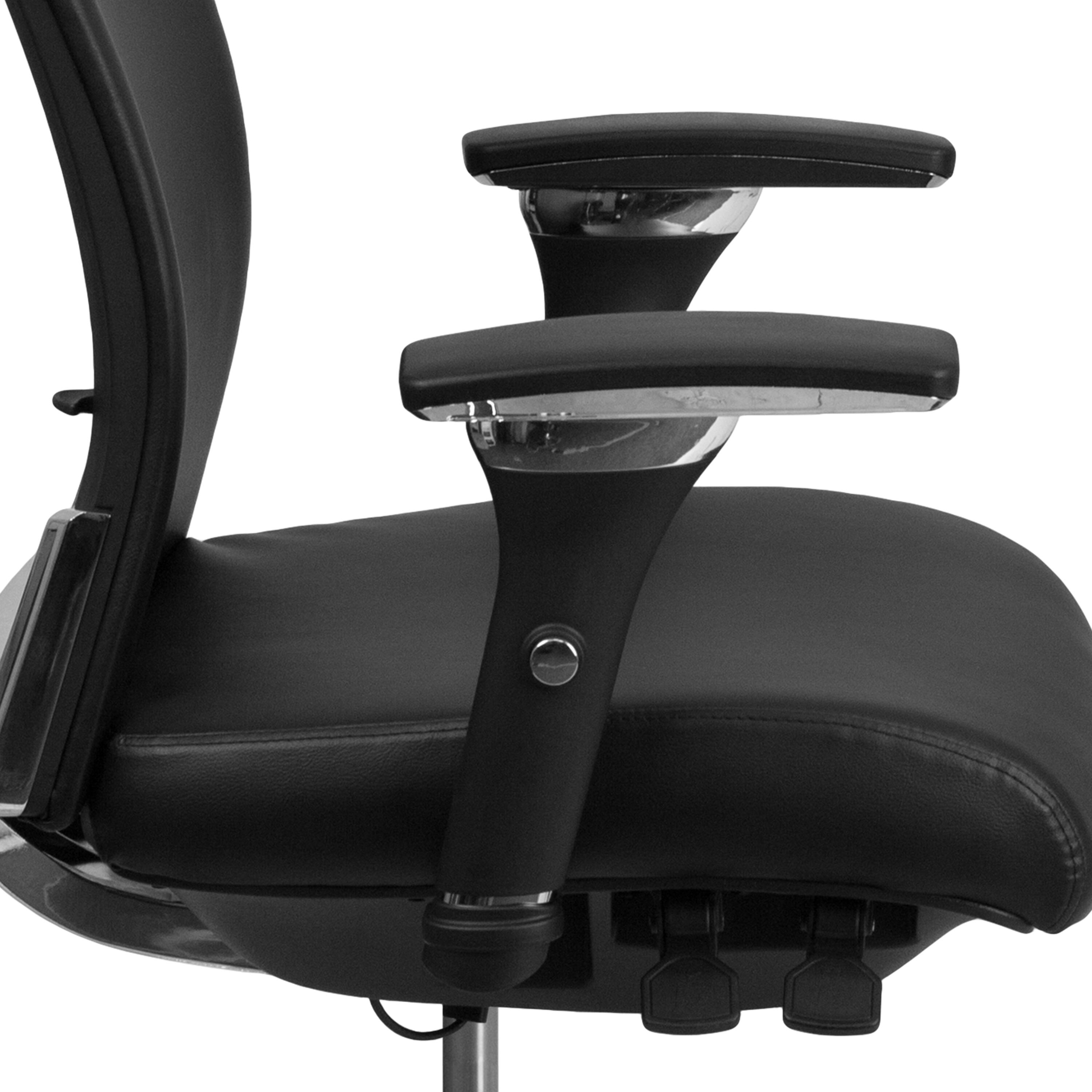 Alt View 7. Emma + Oliver - 24/7 300 lb. Rated Seat Slider Ergonomic Office Chair with Adjustable Lumbar - Black LeatherSoft.