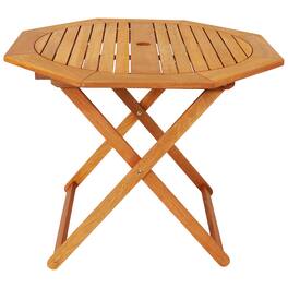 Sunnydaze - Meranti Wood Folding Octagon Patio Dining Table - Brown