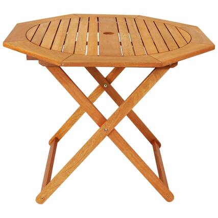 Front. Sunnydaze - Meranti Wood Folding Octagon Patio Dining Table - Brown.