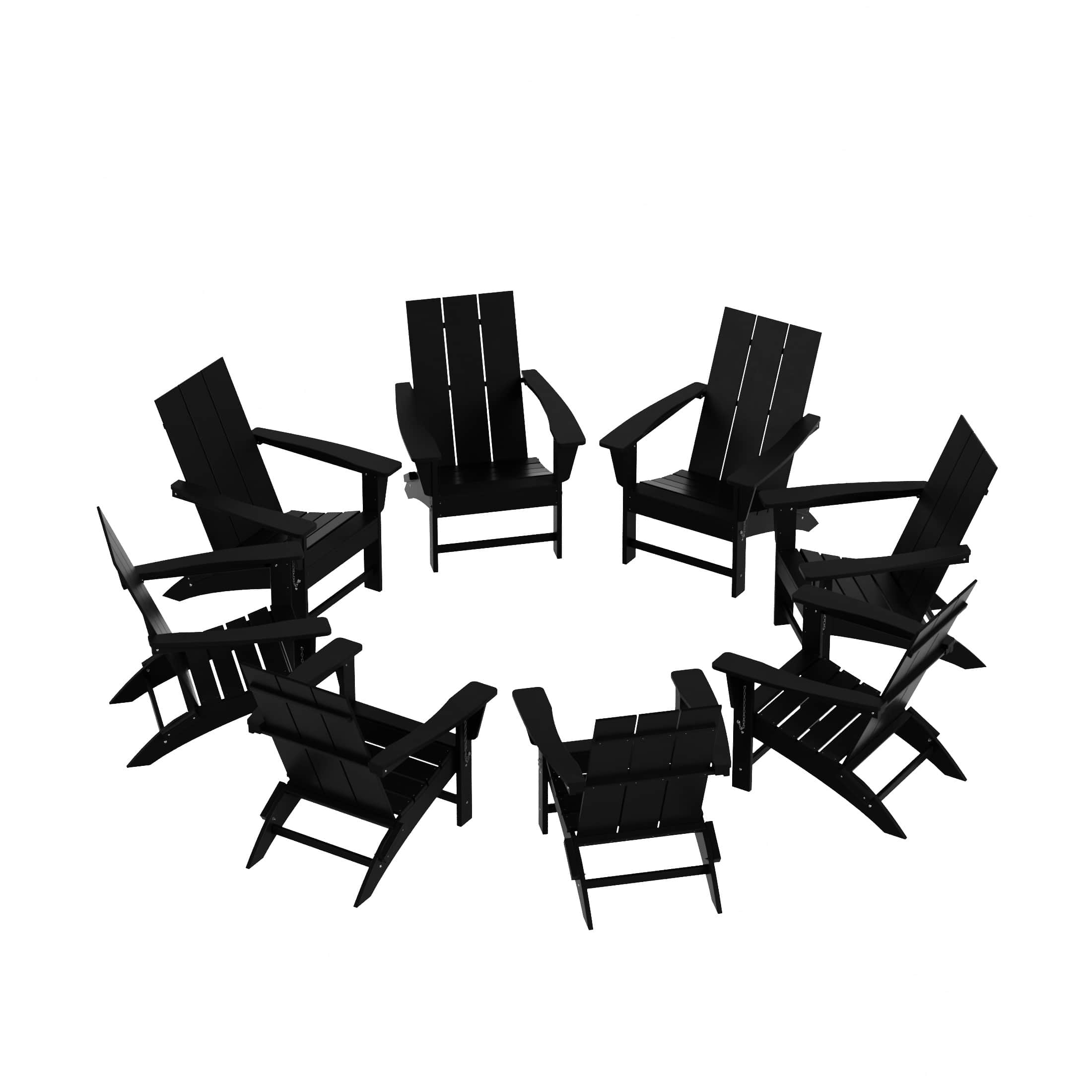 WestinTrends - Ashore 8-Piece Modern Poly Folding Adirondack Chair Set - Black price history on PriceWatchPro
