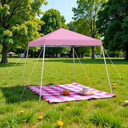 Hivvago - 10x10 Ft Easy Assembly Canopy for Outdoor Events with Carry Case - Pink