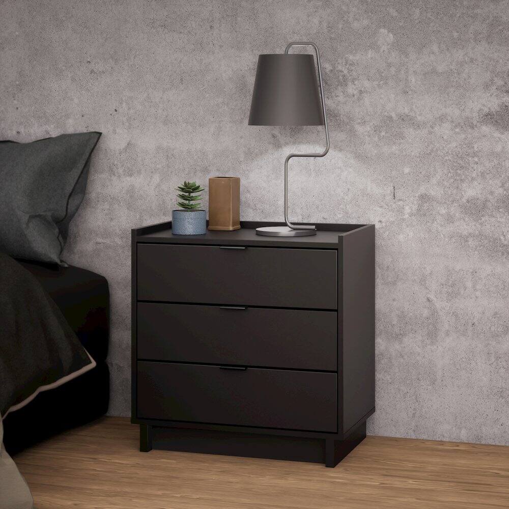 Alt View 1. Prepac - Simply Modern Black 3 Drawer 26.5" W Nightstand - Black.