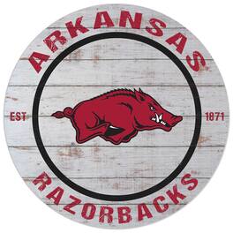 Jardine - Arkansas Razorbacks 20'' x 20'' Indoor/Outdoor Weathered Circle Sign - White