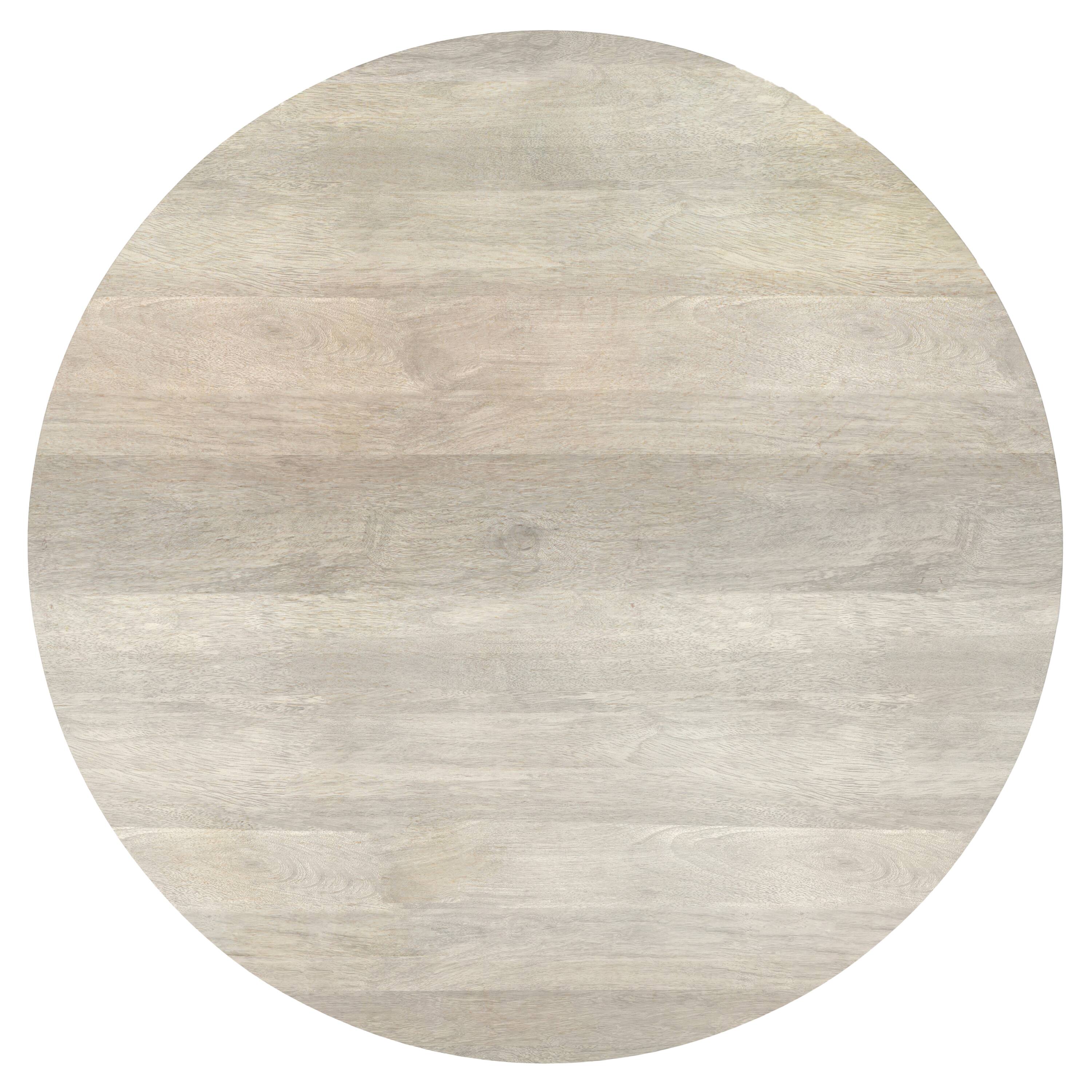 Alt View 2. Simpli Home - Millbury SOLID MANGO WOOD 36 inch Wide Round Contemporary Drum Coffee Table in White Wash, Fully Assembled - White Wash.