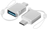 Best Buy essentials™ - Female USB to Male USB-C Adapter (2-Pack) - Silver