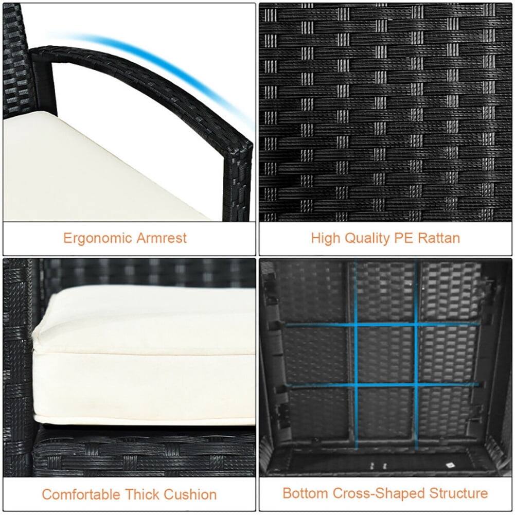 Ergonomic Armrest  
High Quality PE Rattan  
Comfortable Thick Cushion  
Bottom Cross-Shaped Structure