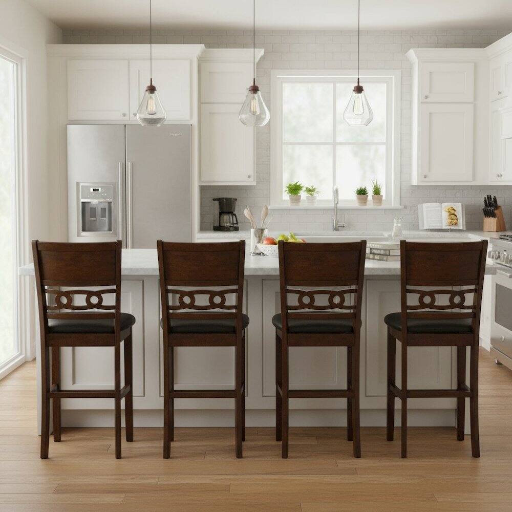 Alt View 4. FurniFact - Brown Wood Counter Height Dining Chair Set of 4 - Brown.