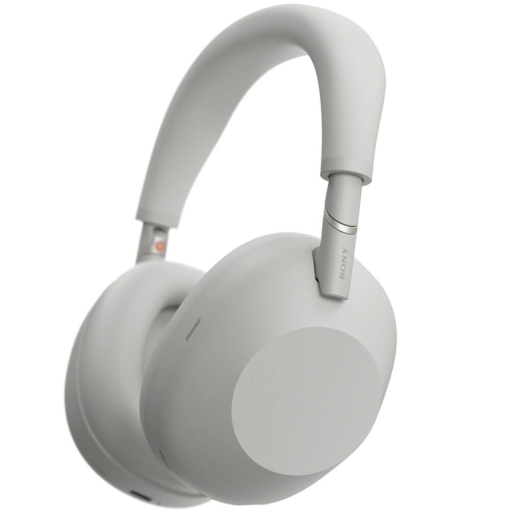 Angle. Sony - WH-1000XM6 Best Wireless Noise Canceling Headphones + Deco Gear XM6 Guide & Accessory Bundle - Platinum Silver.