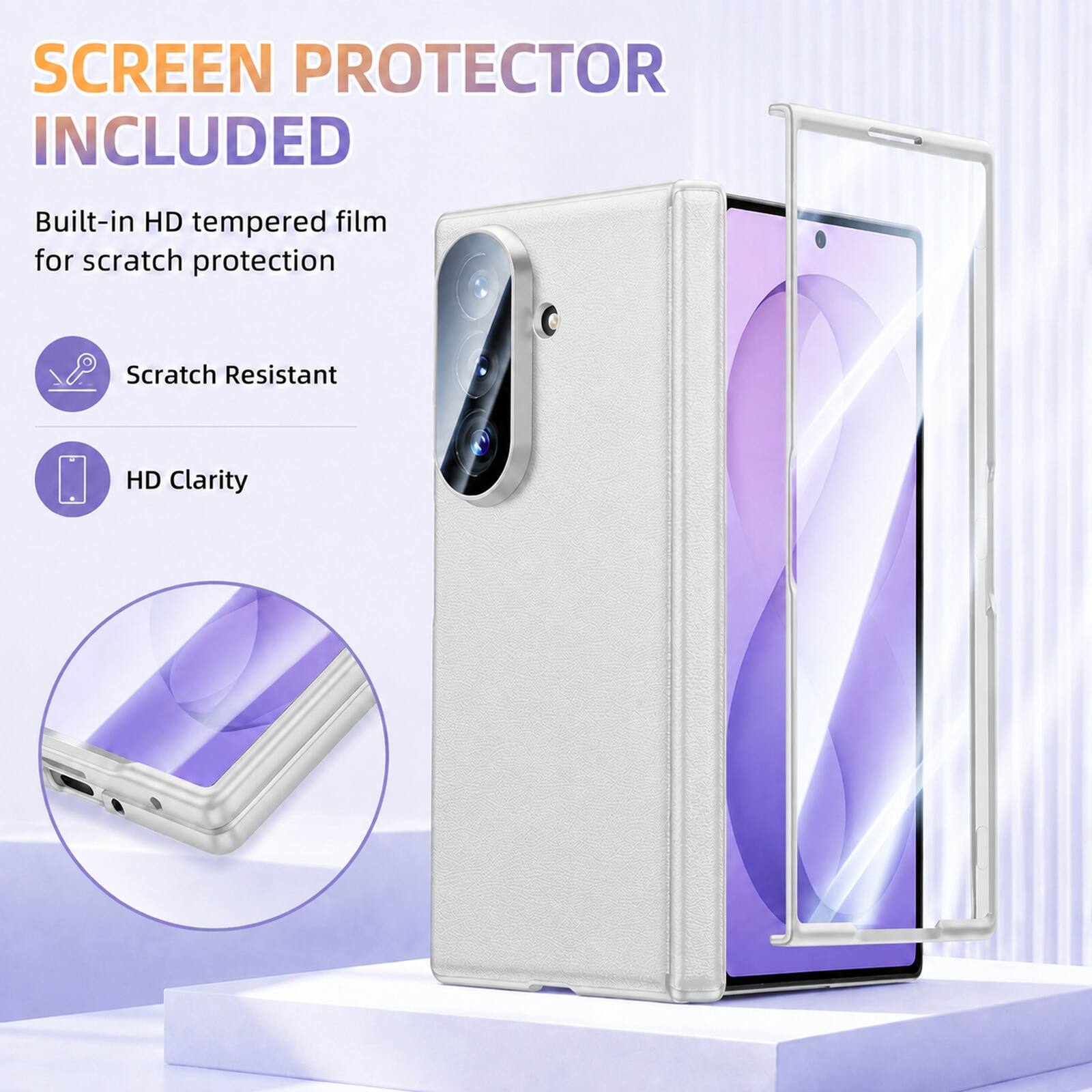 SCREEN PROTECTOR INCLUDED

Built-in HD tempered film for scratch protection

Scratch Resistant

HD Clarity