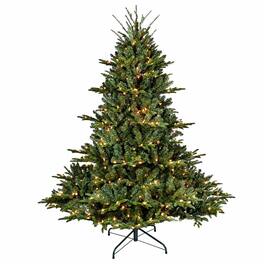 RYHNUYNE - 7FT Full-Shape Pre-Lit Christmas Tree, 750 Lights 2257 Tips PE/PVC Mixed Branches Wide Base Stable Metal Stand - Green