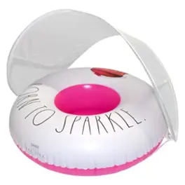 Salus Brands, LLC - Rae Dunn Born To Sparkle -Toddler Float W/ Canopy, 27" Inflatable Water Ring Removable Canopy, CoCoNut Float, Age 18mo+