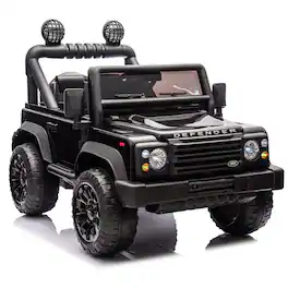 Ropilly - Licensed Land Rover Defender 24V Kids Ride On Car with Parental Remote Control, 17-Inch Seat, Black