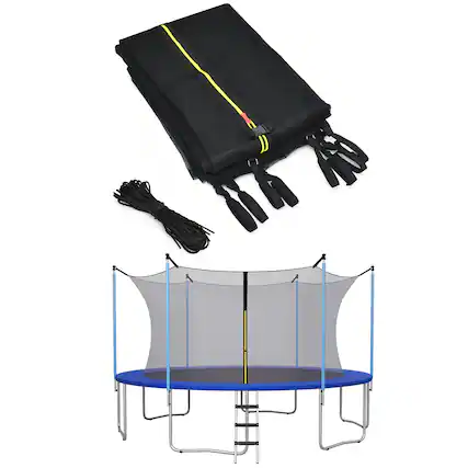 Front. Gymax - Gymax 15FT Trampoline Replacement Safety Enclosure Net Weather-Resistant - Black.