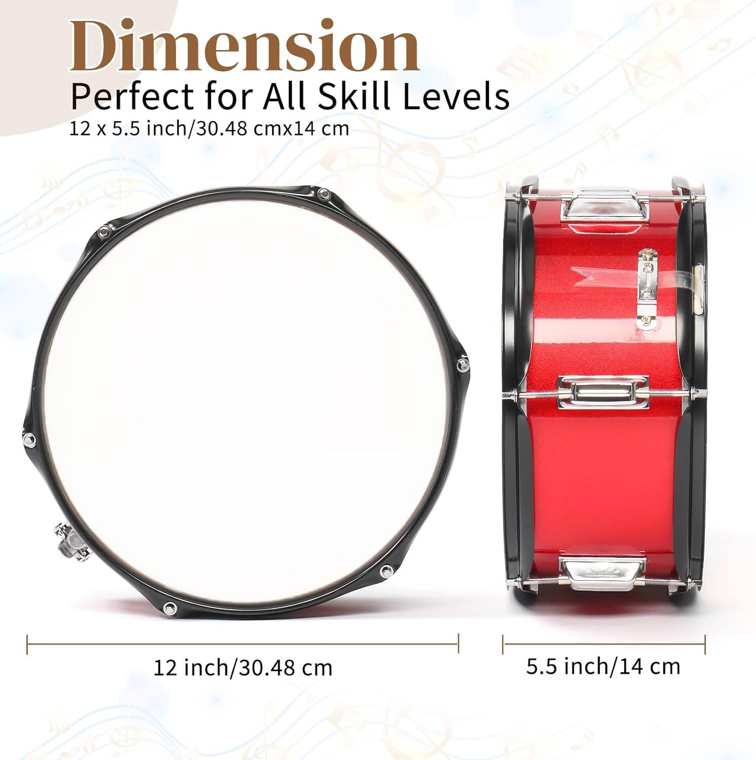 Dimension  
Perfect for All Skill Levels  
12 x 5.5 inch/30.48 cm x 14 cm  
12 inch/30.48 cm  
5.5 inch/14 cm