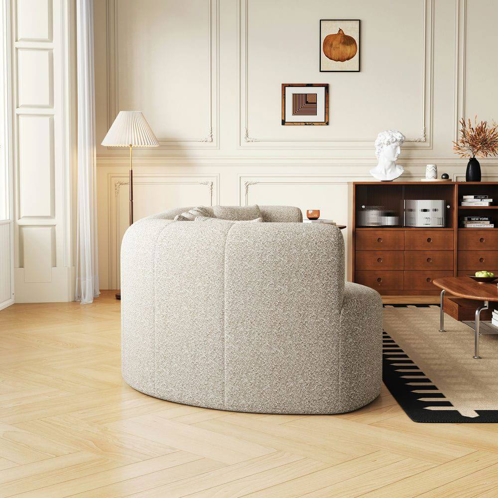 Alt View 8. Kadyn - 106.3" Curved Sectional Sofa, 4-Seater Corduroy Cloud Couch with 6 Pillows and Memory Foam - Light Beige.