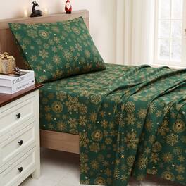 Sweet Home Collection - Printed Holiday 3pc Sheet Sets, Easy Care, Soft & Wrinkle-Resistant Holiday Bedding, Twin - Snowflakes