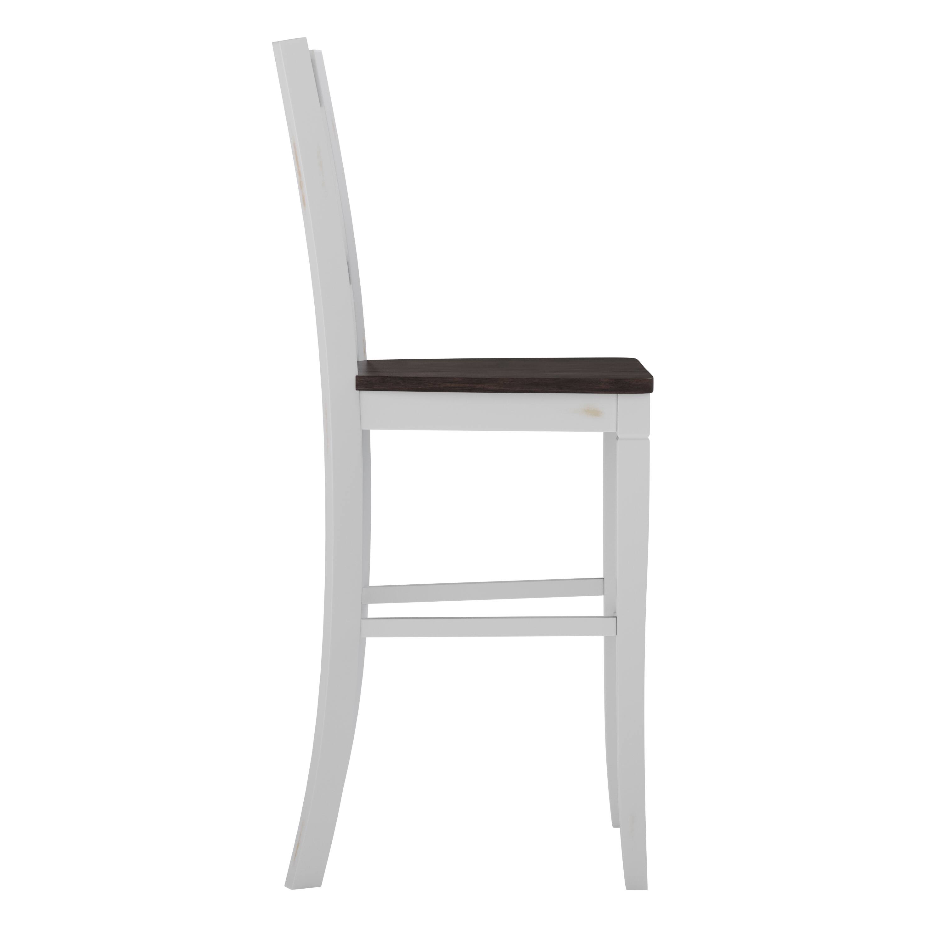 Alt View 9. Emma + Oliver - Lara Set of 2 Wooden Modern Farmhouse Bar Height Dining Stool with Decorative Carved Backrest and Wood Seat - White Wash.