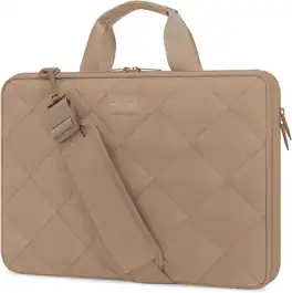 mosiso - 360 Protective Laptop Shoulder Bag 15-16 inch, Double Layer Fluffy Padded Laptop Bag with Anti-theft Zipper - Taupe Brown