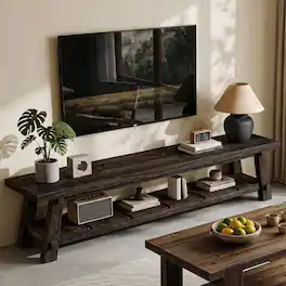 Tribesigns - 71 Inches Extra Long TV Stand for TVs up to 85", Solid Wood Media Console - Dark Espresso Brown