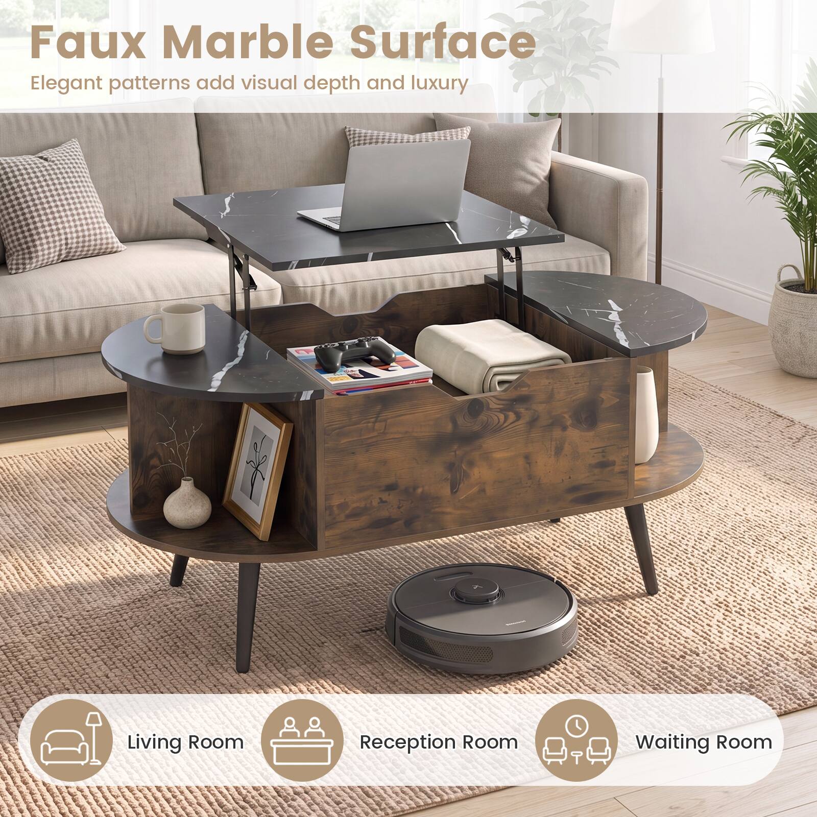 Faux Marble Surface  
Elegant patterns add visual depth and luxury  

Living Room  
Reception Room  
Waiting Room