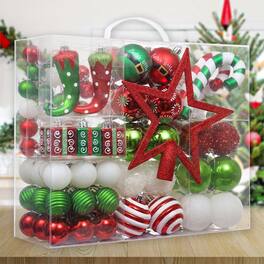 OrnamentallyYou - Mega Elf Christmas Ornament Bundle Set 100 Pieces of Greens Reds Candycanes and Gift Boxes - Multi-colored