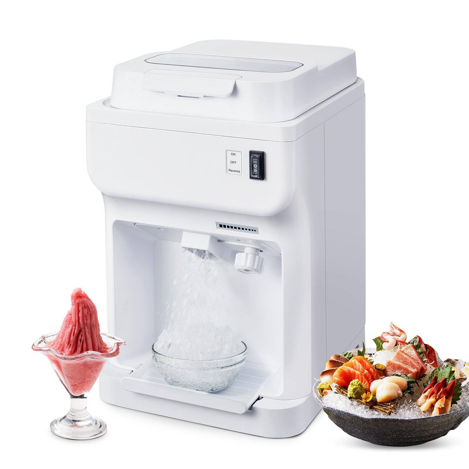 Front. Glintex - Commercial Electric Ice Shaver 220 lbs/hr, 350W Snow Cone Maker with 4L Ice Box for Parties, Events & Home Use - White.