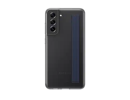 Front. Samsung - Samsung Galaxy S21 FE SIlicone Slim Strap Cover I Color: Black - Black.