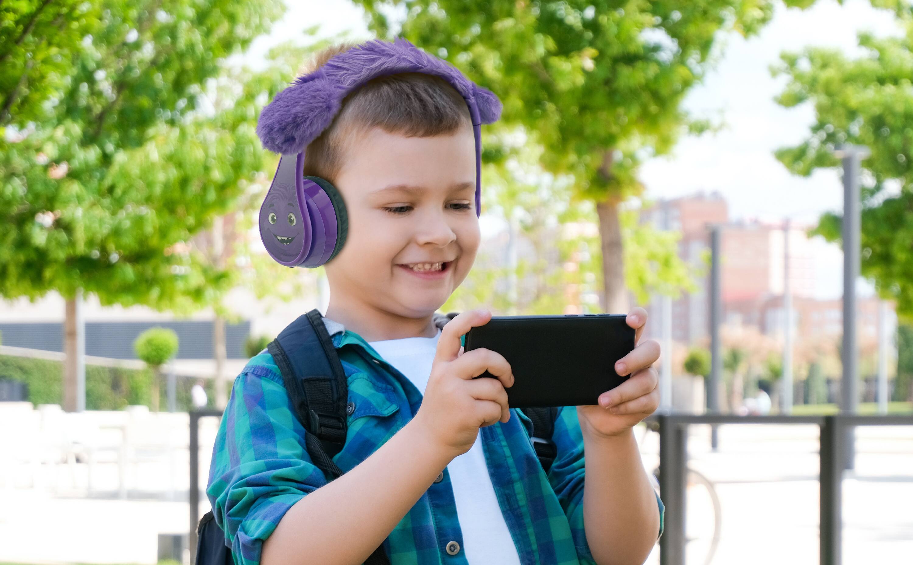 Left. eKids - eKids IF Bluetooth Headphones for Kids, Wireless Headphones for School, Home, or Travel - Purple.