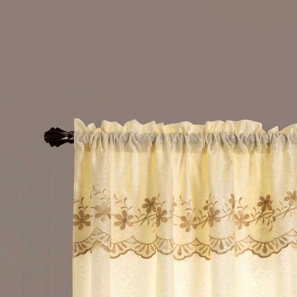 Left. RT Designers Collection - RT Designers Collection Alisa Macrame Rod Pocket Window Room Darkening Panel 54" x 84" Beige - Beige.