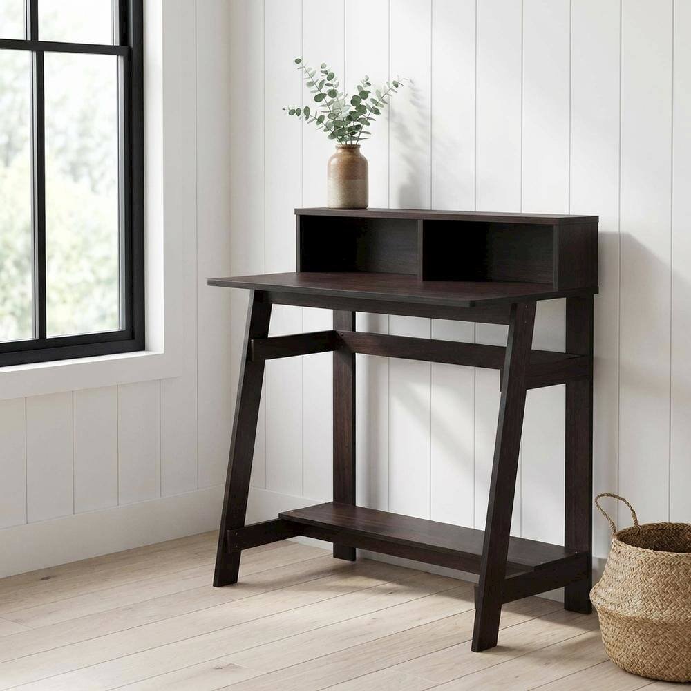 Angle. BisonOffice - Dark Walnut Computer Desk with A-Frame Frame for Home Office - Dark Walnut.