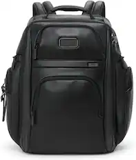 Front. TUMI - Alpha Brief Pack Leather Backpack for 15" Laptop - Black.