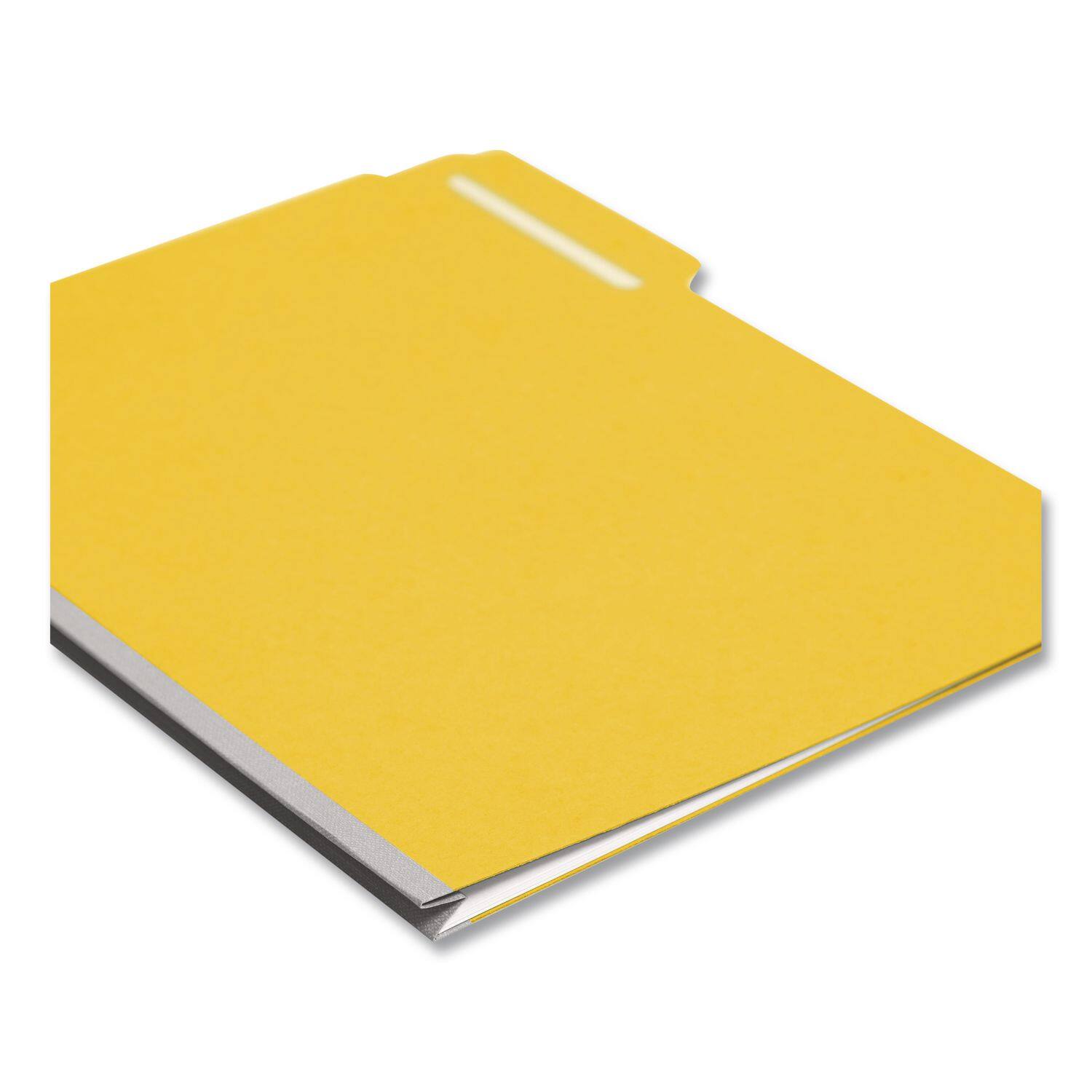 Left. Smead Manufacturing - Expanding Recycled Heavy Pressboard Folders, 1/3-Cut Tabs: Assorted, Letter Size, 1" Expansion, Yellow, 25/Box.