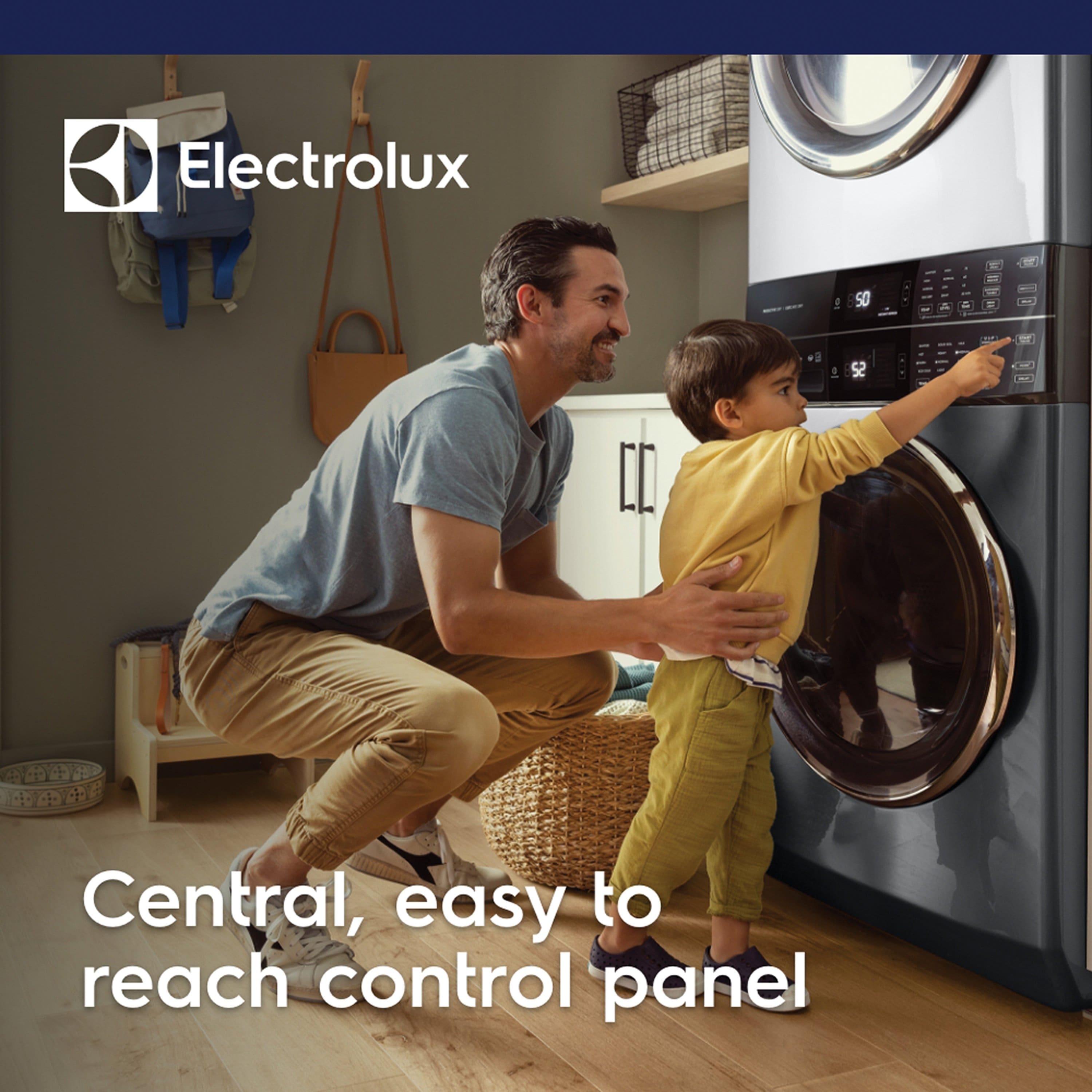 "Electrolux central, easy to reach control panel."