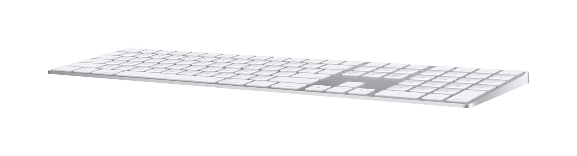 Angle. Apple - Magic Keyboard full size with Numeric Keypad (Lightning Port) - Silver/White.