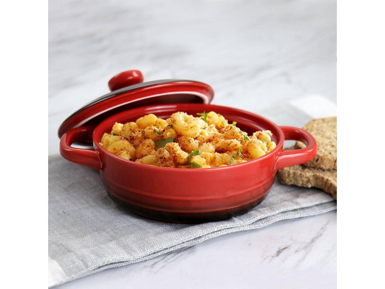 Alt View 4. Crockpot - Crockpot Appleton 6 Piece 10 Ounce Stoneware Mini Casserole Set in Red with Lid - Red.