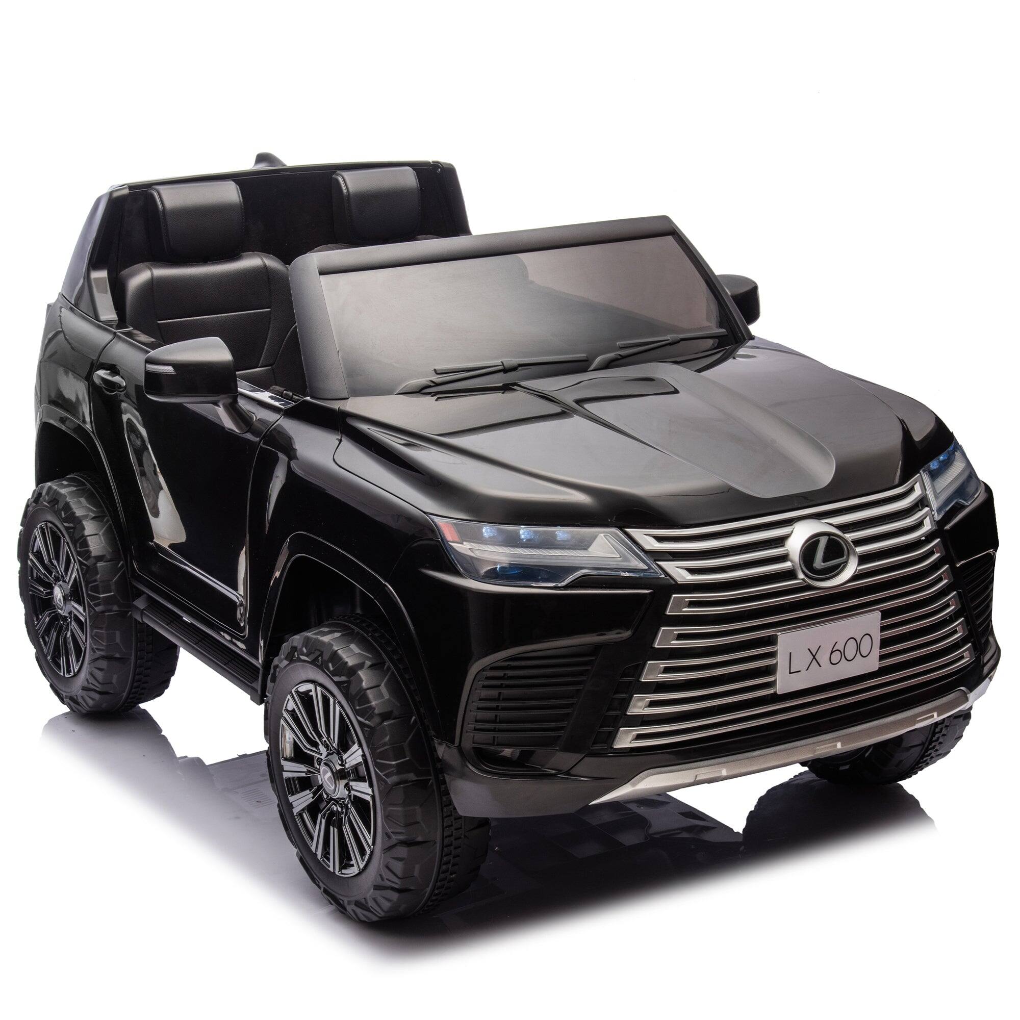 Left. BreeBe - Licensed LEXUS LX600 24V Two-Seater Kids Ride-On Car 2WD with Parents Control, Bluetooth, MP3, Adjustable Speed, Music - Black.